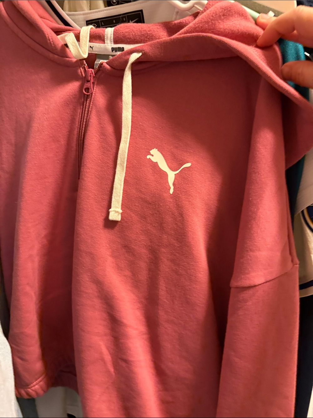 Puma Rose Pink Full-Zip Hoodie with White Logo